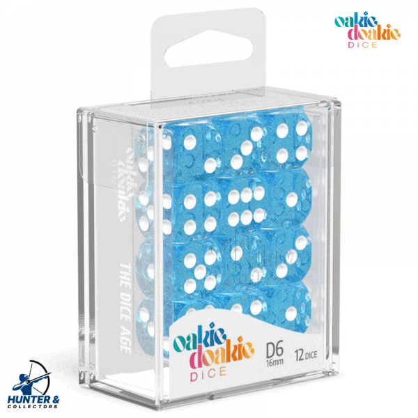 Oakie Doakie Dice W6 Würfel 16 mm Speckled - Hellblau 12 Stück